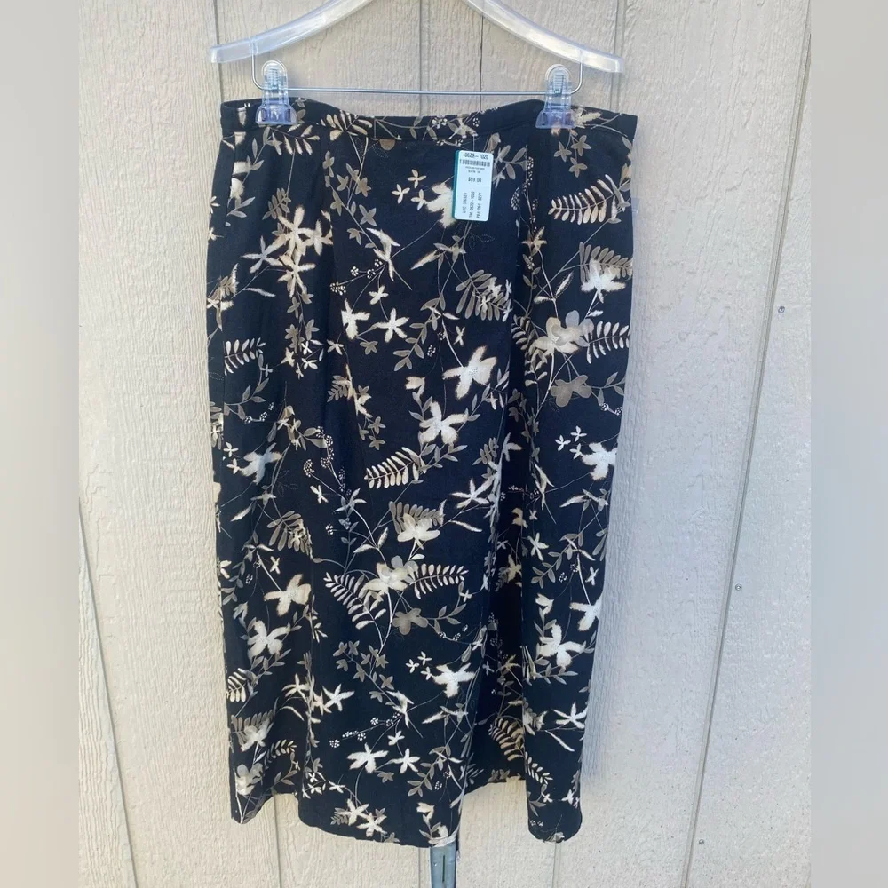 Vintage‎ Orvis Floral Woodland Floral Print Linen Blend Black Cream Size 20 NWT